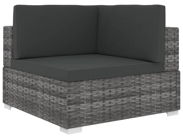 Szürke moduláris polyrattan sarokfotel párnákkal