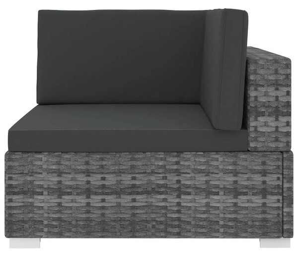 Szürke moduláris polyrattan sarokfotel párnákkal