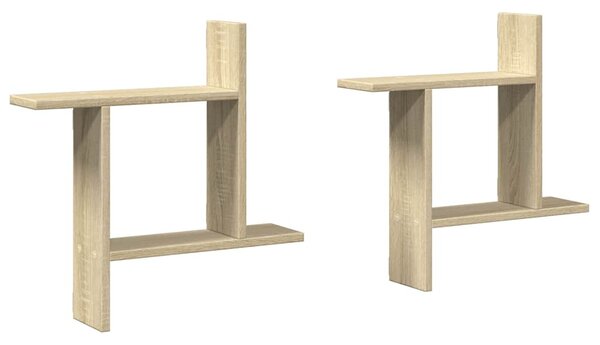 2 db sonoma tölgy színű szerelt fa fali polc 50 x 12 x 50 cm