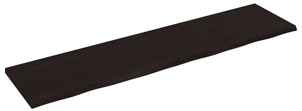 Sötétbarna kezelt tömör tölgyfa fali polc 200 x 50 x (2-4) cm