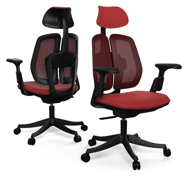 Ergonomikus irodai szék Liftor Active, piros (textil + háló)