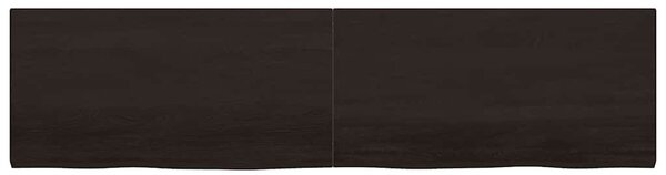 Sötétbarna kezelt tömör tölgyfa fali polc 200 x 50 x (2-4) cm