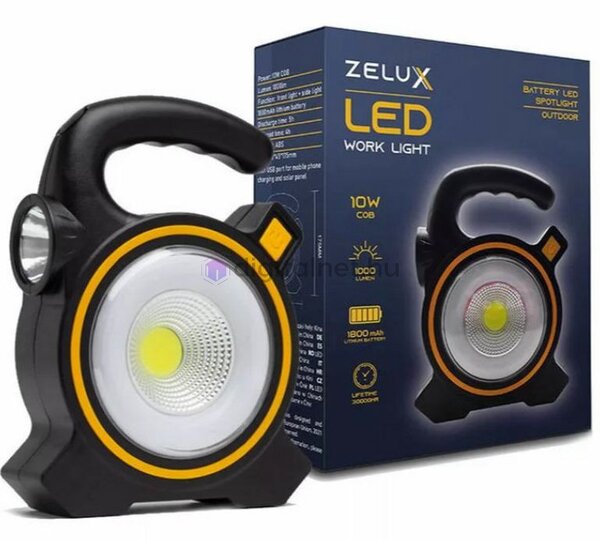 Zelux 10W akkumulátoros napelemes reflektor