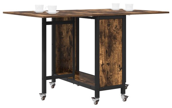 Összecsukható étkezőasztal görgőkkel 130 x 80 x 76,5 cm acél PB