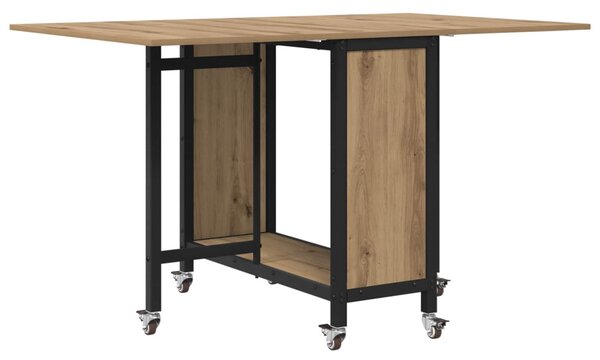 Összecsukható étkezőasztal görgőkkel 130 x 80 x 76,5 cm acél PB