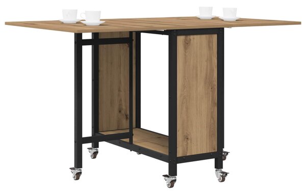 Összecsukható étkezőasztal görgőkkel 130 x 80 x 76,5 cm acél PB