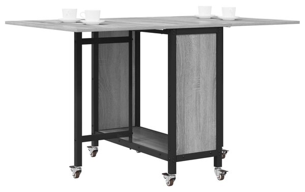 Összecsukható étkezőasztal görgőkkel 130 x 80 x 76,5 cm acél PB