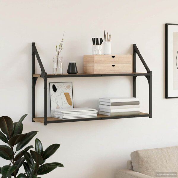 Falpolc Falra szerelhető Kézműves tölgy 80 x 21 x 51 cm fém PB