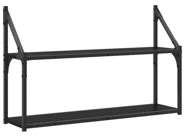 Falpolc Falra szerelhető Fekete tölgy 80 x 21 x 51 cm fém PB