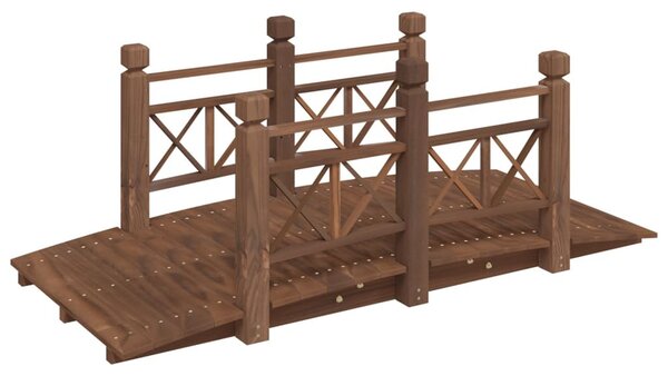 Tömör lucfenyő kerti híd korláttal 150 x 67 x 56 cm
