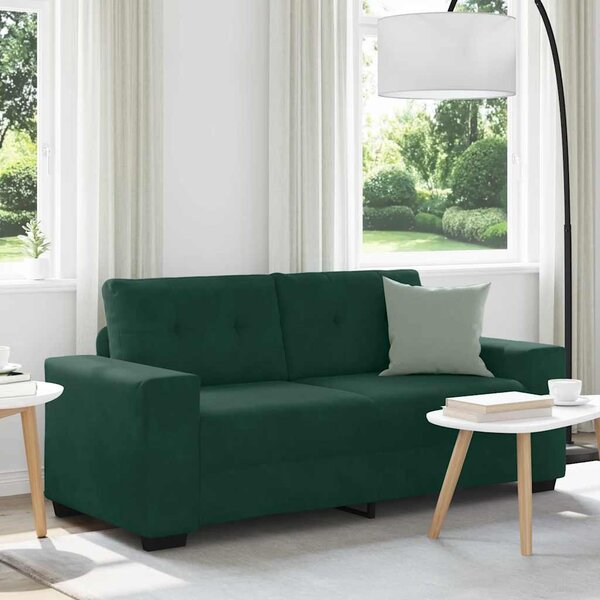 Sötétzöld bársony loveseat kanapé 180x77x82 cm