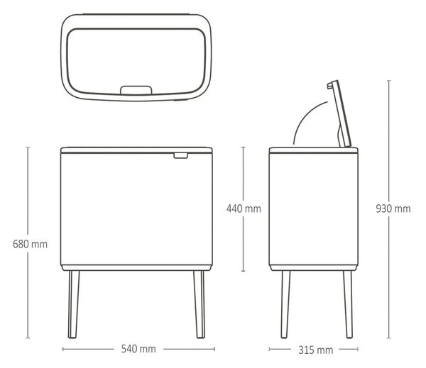 Bézs acél érintésre nyíló szelektív szemetes 33 l Bo Touch Bin – Brabantia