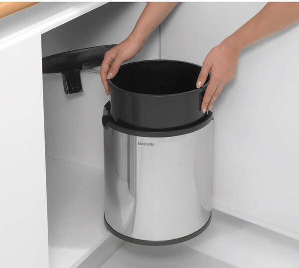 Fényes ezüstszínű acél beépíthető szemetes 15 l – Brabantia