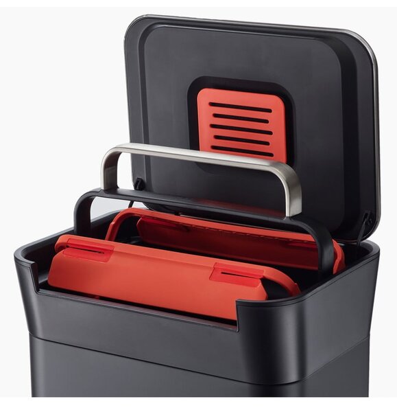 Fekete acél pedálos szemetes 30 l Titan – Joseph Joseph