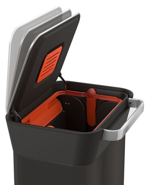 Fekete acél pedálos szemetes 30 l Titan – Joseph Joseph