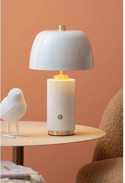 Fehér LED dimmelhető asztali lámpa fém búrával (magasság 30 cm) Freya – Leitmotiv