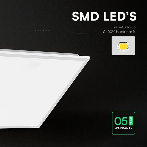 V-TAC süllyeszthető Back-Lit 40W LED panel, állítható színhőmérséklet, 60x60 cm, 120Lm/W - SKU 24324