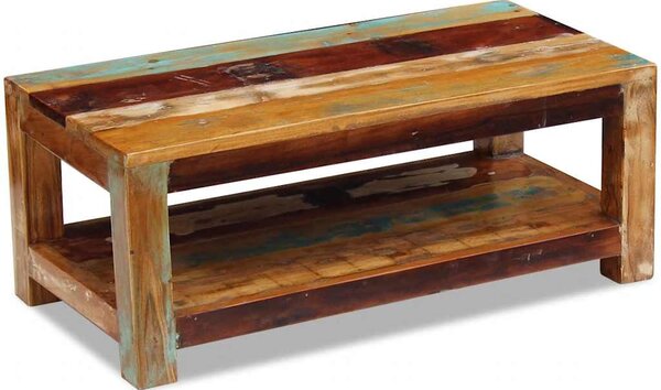 Tömör újrahasznosított fa dohányzóasztal 90 x 45 x 35 cm
