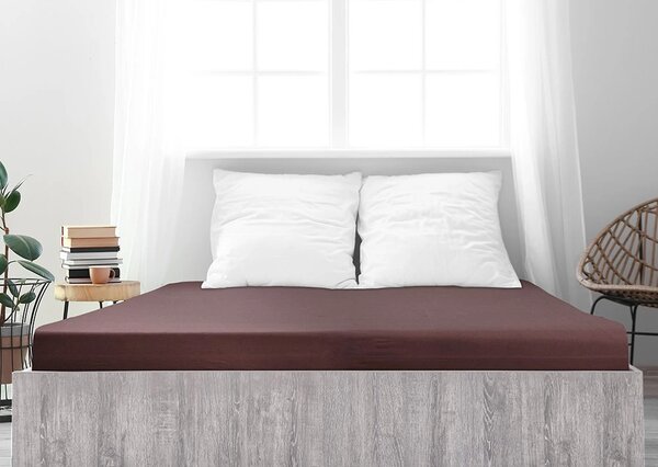 Mako-jersey pamut lepedő LUXORA 90x200 cm sötétbarna