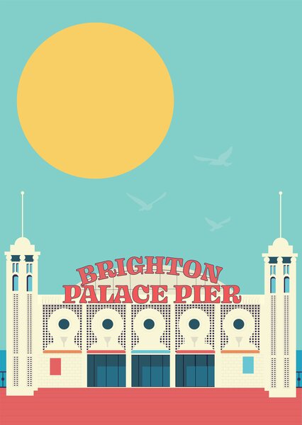 Illusztráció Brighton Pier, Gail Myerscough, (30 x 40 cm)