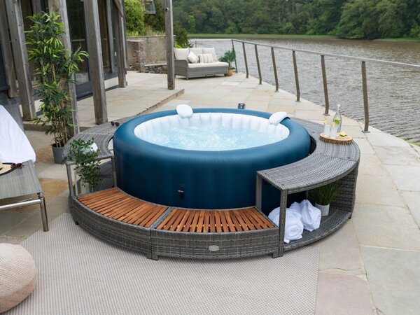 Lay-Z-Spa kör alakú rattan pezsgőfürdő bútor, 200 cm, szürke