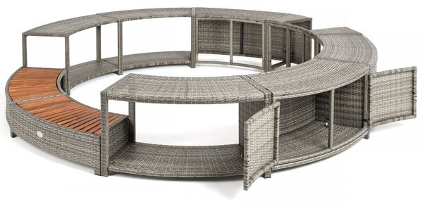 Lay-Z-Spa kör alakú rattan pezsgőfürdő bútor, 200 cm, szürke