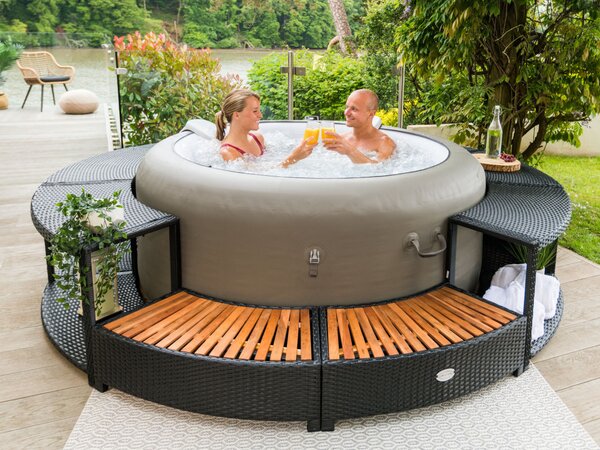 Lay-Z-Spa kör alakú rattan pezsgőfürdő bútor, 180 cm, fekete