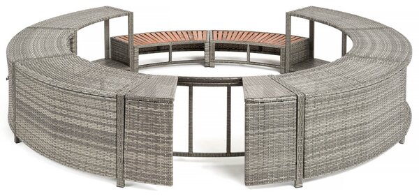 Lay-Z-Spa kör alakú rattan pezsgőfürdő bútor, 200 cm, szürke