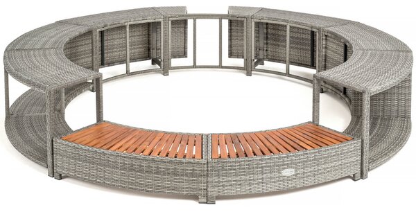Lay-Z-Spa kör alakú rattan pezsgőfürdő bútor, 200 cm, szürke