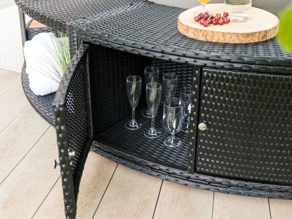 Lay-Z-Spa kör alakú rattan pezsgőfürdő bútor, 180 cm, fekete