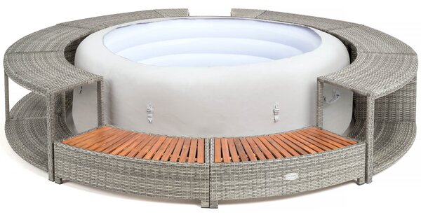 Lay-Z-Spa kör alakú rattan pezsgőfürdő bútor, 200 cm, szürke