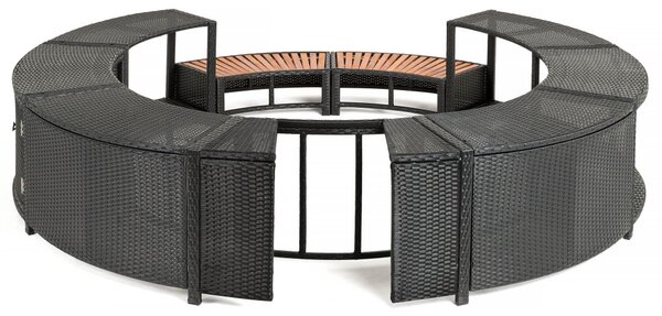 Lay-Z-Spa kör alakú rattan pezsgőfürdő bútor, 180 cm, fekete