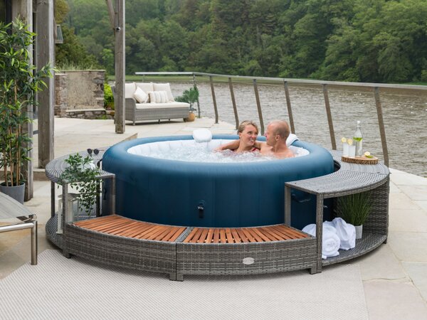 Lay-Z-Spa kör alakú rattan pezsgőfürdő bútor, 200 cm, szürke