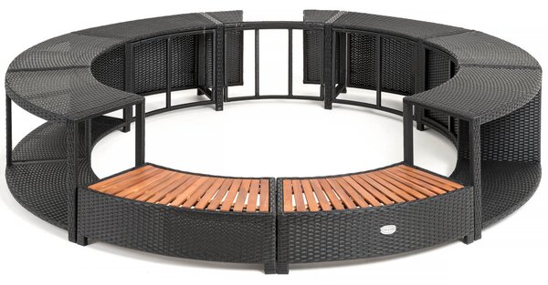 Lay-Z-Spa kör alakú rattan pezsgőfürdő bútor, 180 cm, fekete