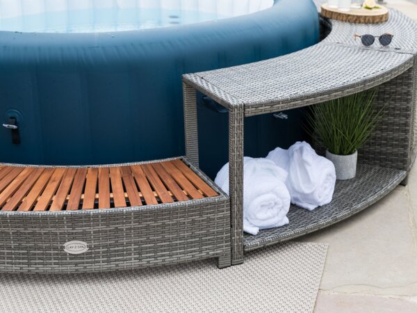 Lay-Z-Spa kör alakú rattan pezsgőfürdő bútor, 200 cm, szürke