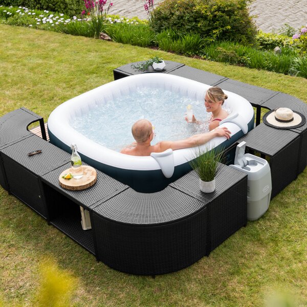 Lay-Z-Spa négyzet alakú rattan pezsgőfürdő bútor, 188 cm, fekete
