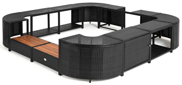 Lay-Z-Spa négyzet alakú rattan pezsgőfürdő bútor, 188 cm, fekete