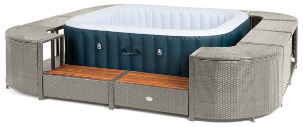 Lay-Z-Spa négyzet alakú rattan pezsgőfürdő bútor, 188 cm, szürke