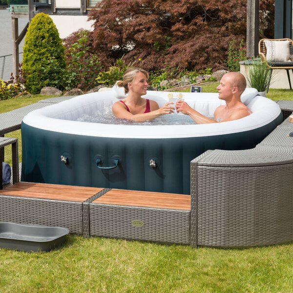 Lay-Z-Spa négyzet alakú rattan pezsgőfürdő bútor, 188 cm, szürke