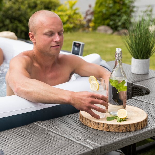 Lay-Z-Spa négyzet alakú rattan pezsgőfürdő bútor, 188 cm, szürke
