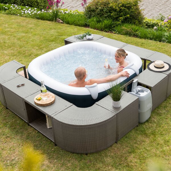 Lay-Z-Spa négyzet alakú rattan pezsgőfürdő bútor, 188 cm, szürke