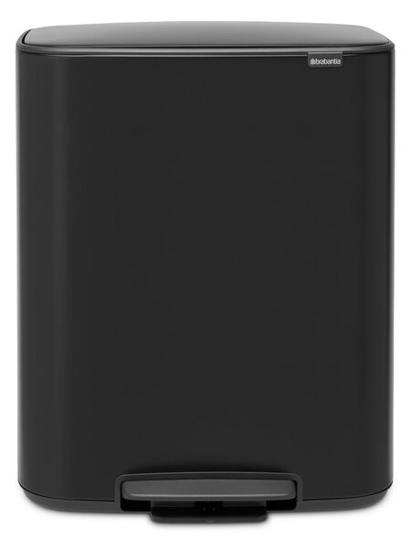 Matt fekete acél pedálos szemetes 60 l Bo – Brabantia