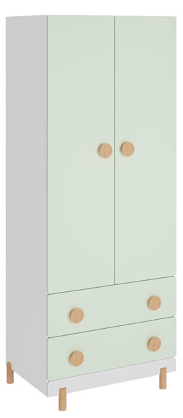 Gyerek ruhásszekrény Vaarentaa 156x60x41 cm fehér/mentazöld [en.casa]