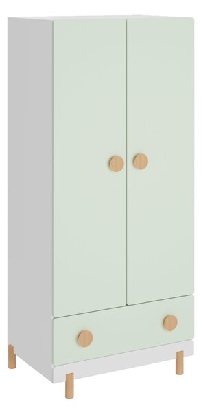Gyerek ruhásszekrény Vaarentaa fiókkal 126x60x41 cm fehér/mentazöld [en.casa]