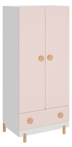 Gyerek ruhásszekrény Vaarentaa fiókkal 126x60x41 cm fehér/rózsaszín [en.casa]