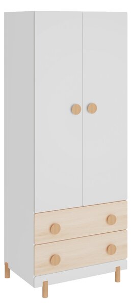 Gyerek ruhásszekrény Vaarentaa 156x60x41 cm fehér/tölgyfa hatású [en.casa]