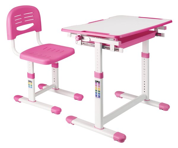 Gyerek íróasztal szett Sala íróasztal székkel pink [en.casa]