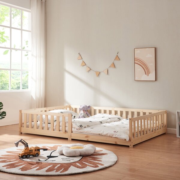 Montessori gyerekágy Tanna leesésgátlóval 140x200 cm natúr [en.casa]