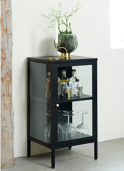 Fekete fém tálalószekrény 45x85 cm Carmel – Unique Furniture