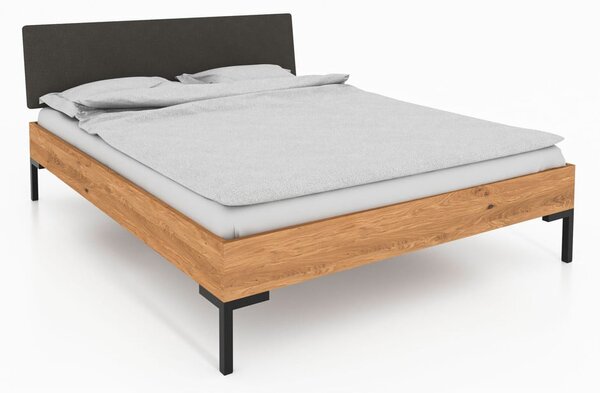 Tölgyfa franciaágy kárpitozott ágytamlával 180x200 cm Abies 1 - The Beds